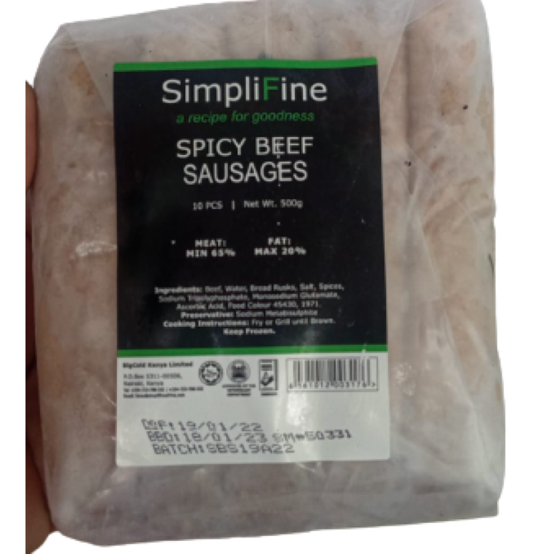 SIMPLIFINE FRESH PREMIUM BEEF SAUSAGE 500G 